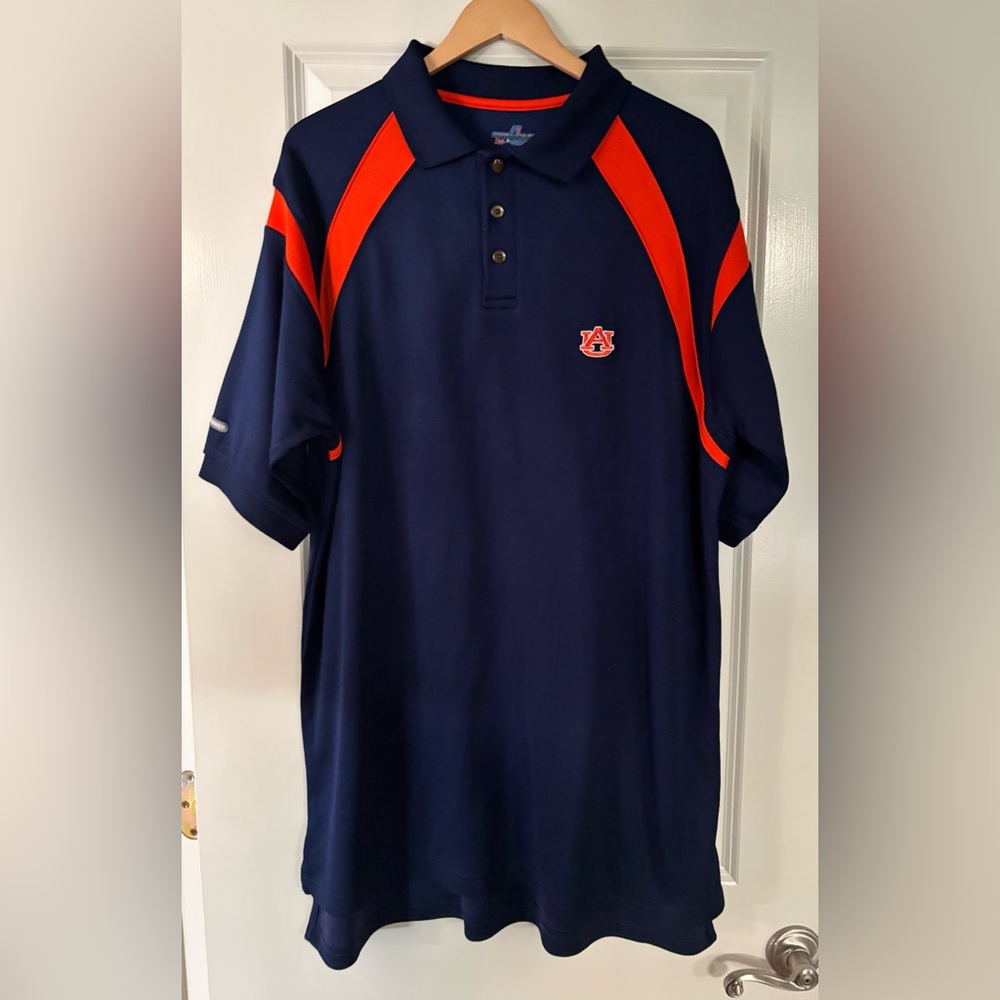 Auburn Tigers Russell Athletic Dri-Power Polo Shirt Mens XL Navy Orange
